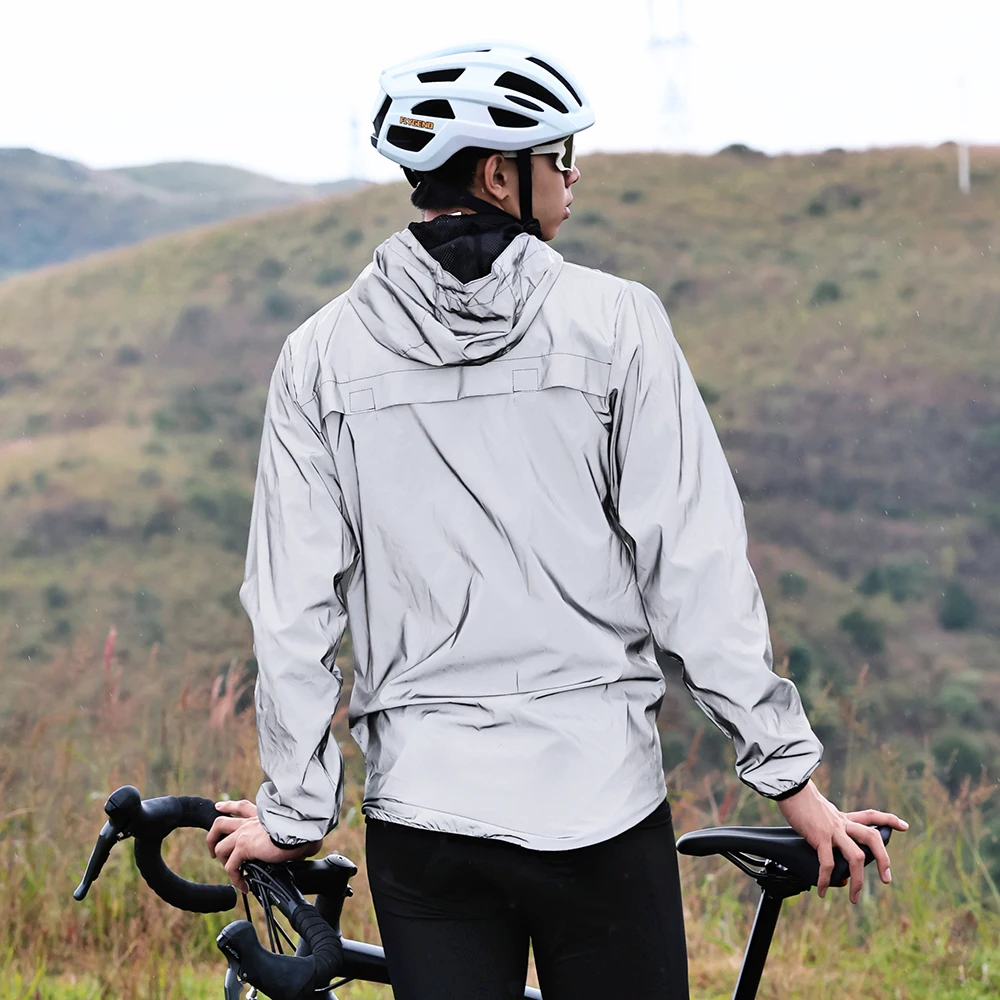 WOSAWE Unisex Hooded Reflective Motorcycle Cycling Jacket New Streetwear Noctilucent Windproof Windbreak