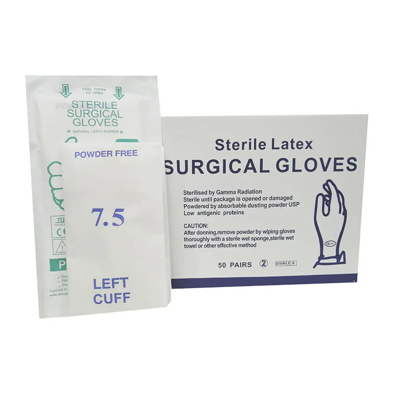 Production line surgical gloves made by 100% latex with good quality