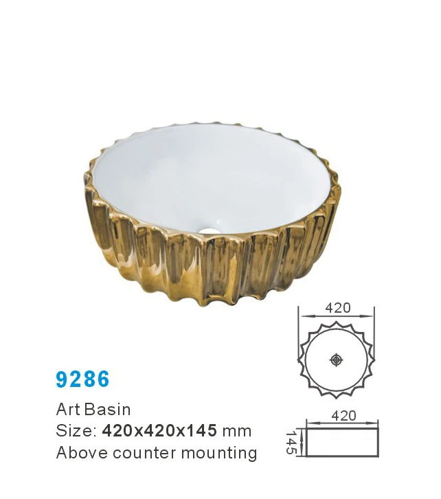 New Elegant Bathroom Washing Hand Above Counter Top Basin Luxury Ceramic Basin Sink