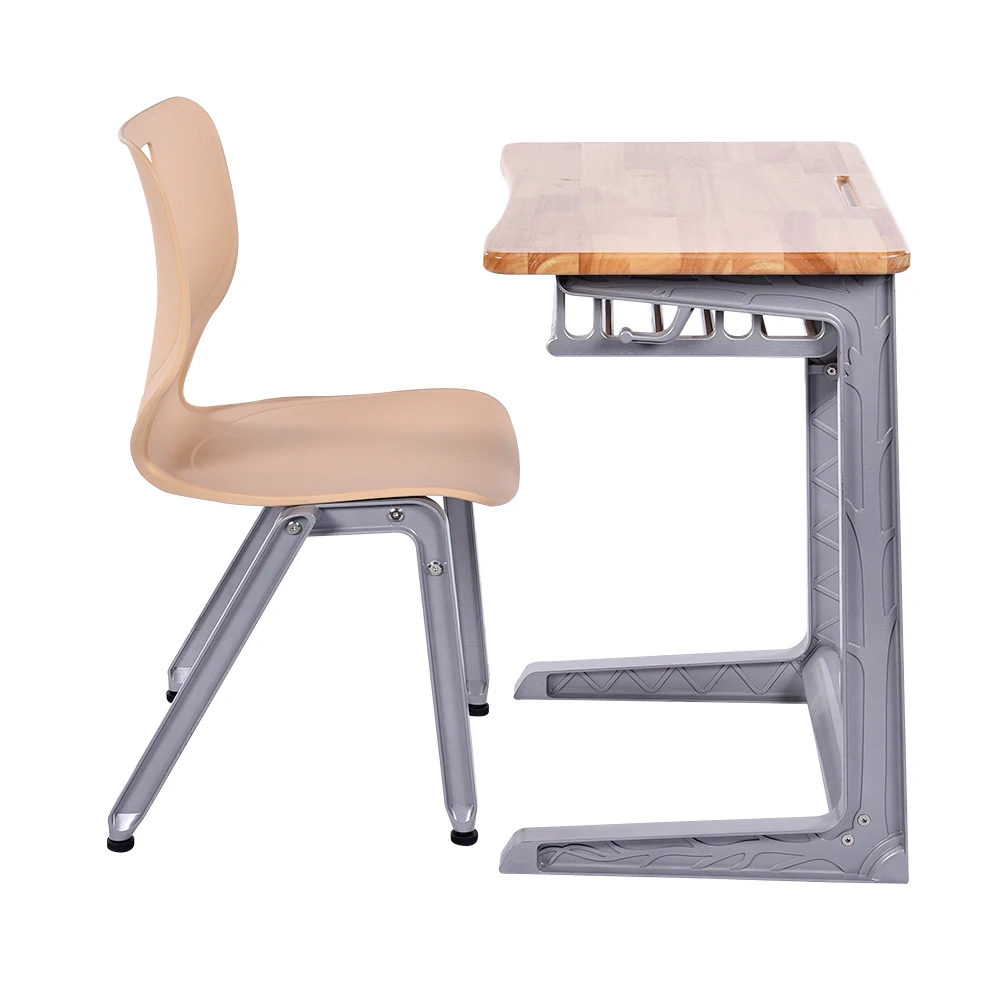 School Furniture Wood Aluminium Frame Single Seater Desk And Chair Set & School Chairs With Desk