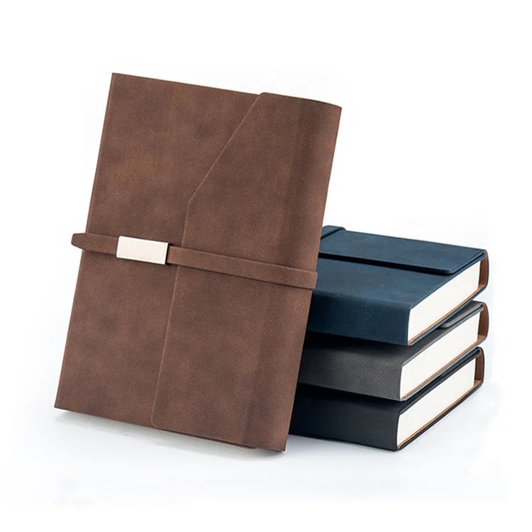 A5 tri fold gifts luxury leather cover corporate custom customizable hardcover diary notebook with pen holder