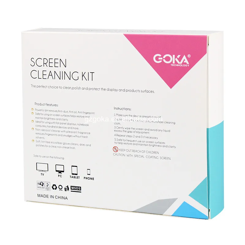 Индивидуальная Бумажная коробка 3 в 1, набор для чистки экрана для компьютеров, планшетов, мобильных телефонов, даже для стекла и камеры объектива.