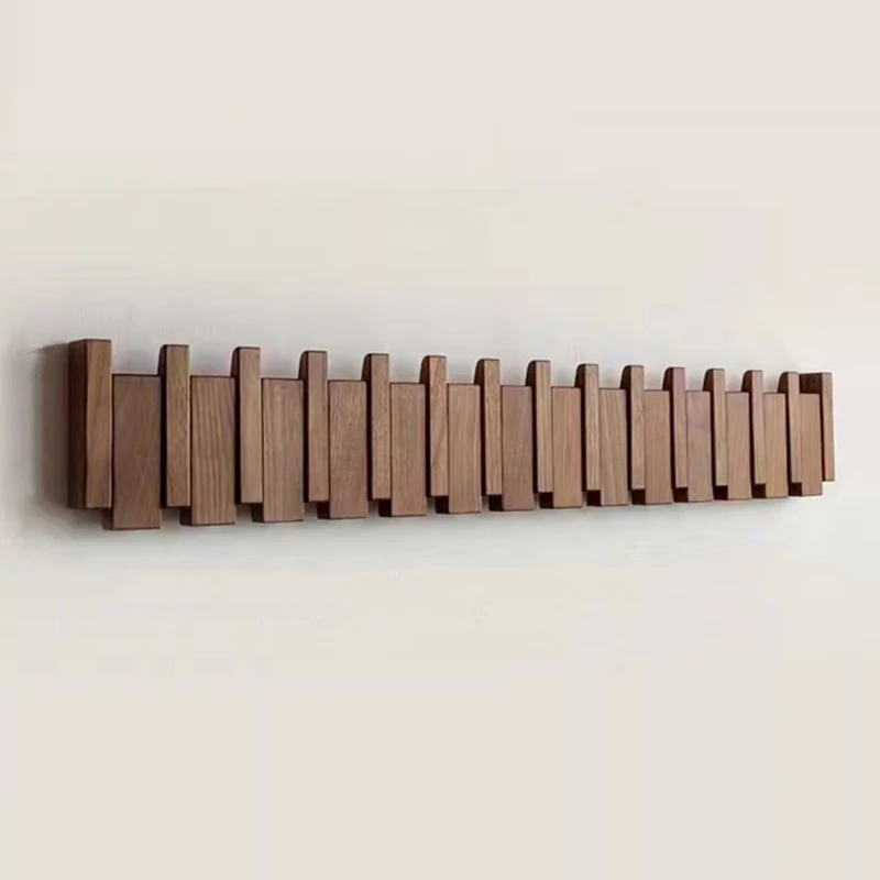 Creative wooden hangers with 4 hooks single wall hanging bedroom living room piano keys decorated clothes bag storage