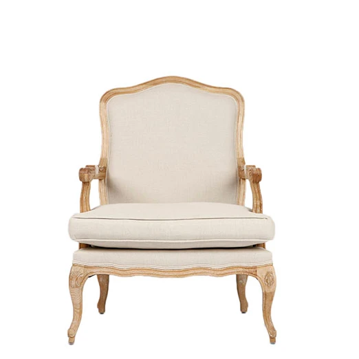 Louis XV period style soft feather cushion single sofa chair  exposed-wood framing to lounge chair