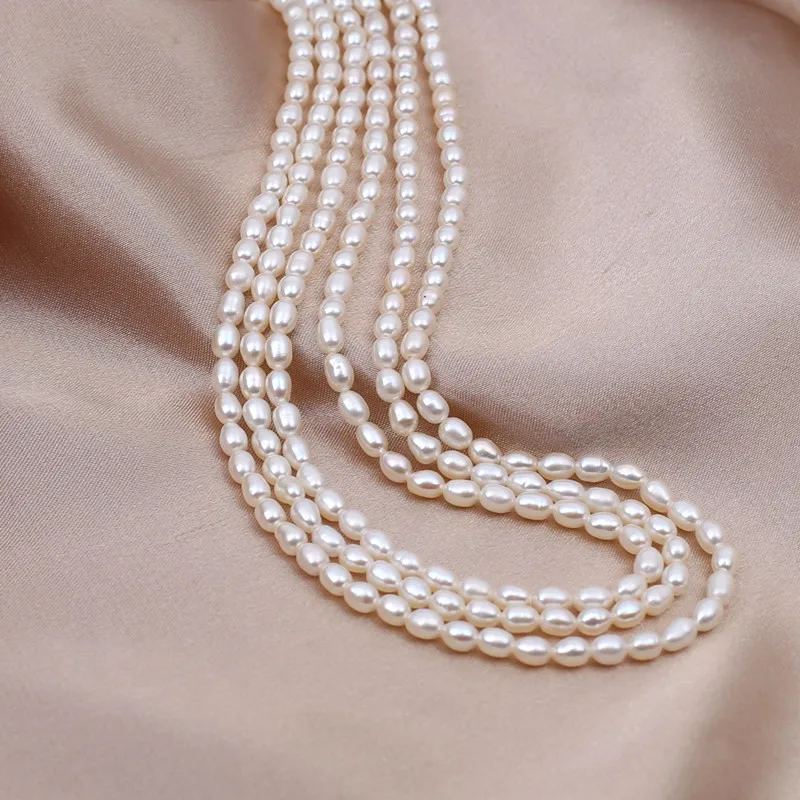 Low MOQ AAAA 3-3.5 mm tiny rice nice real pearl freshwater diy jewelry material