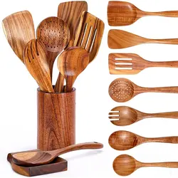 High quality natural acacia wood kitchen accessories Cookware wooden kitchen utensils cookware wooden tableware