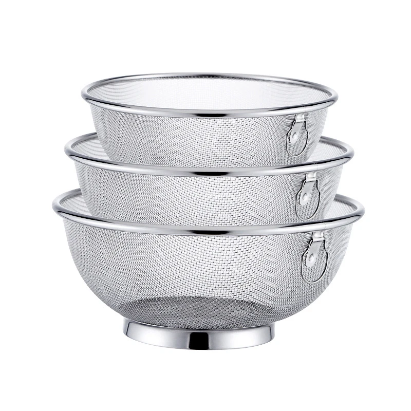 Metal vegetable fruit washing basket strainer stainless steel colander Kitchen Colander Strainer Set Fine Mesh Net Colander