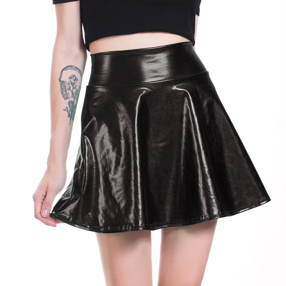 Many Colors Autumn Winter Black Cheap Formal Office Lady Girl Skirt PU Leather A Line High Waist Women Mini Skirt