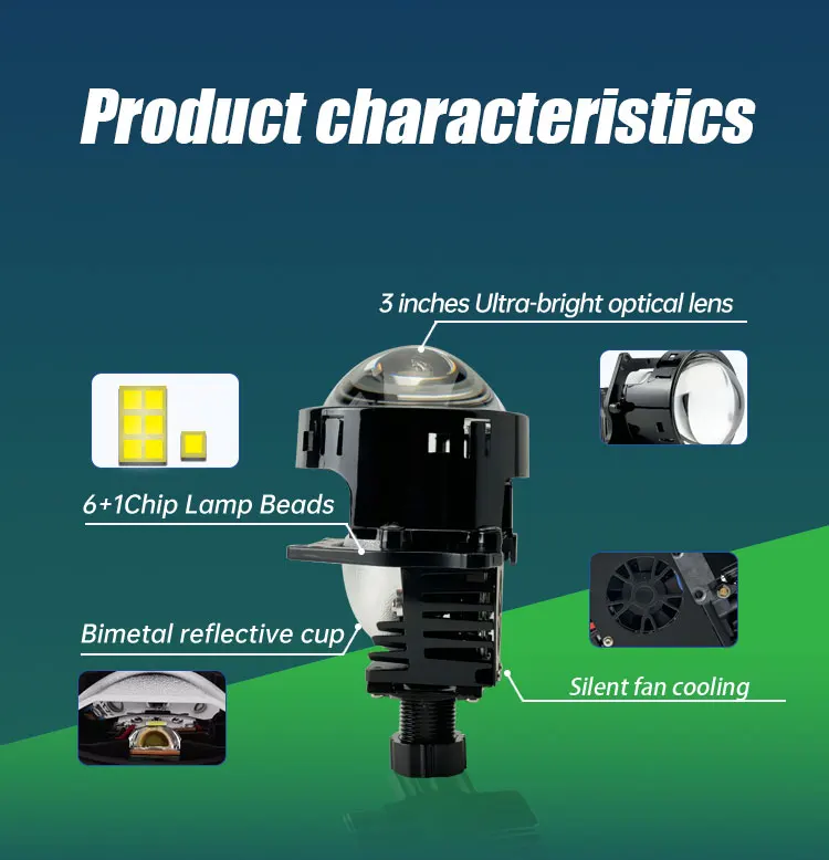 Biled H4 Canbus LED Lens Auto Car Projector High Quality Projector Bulb 6000k Color