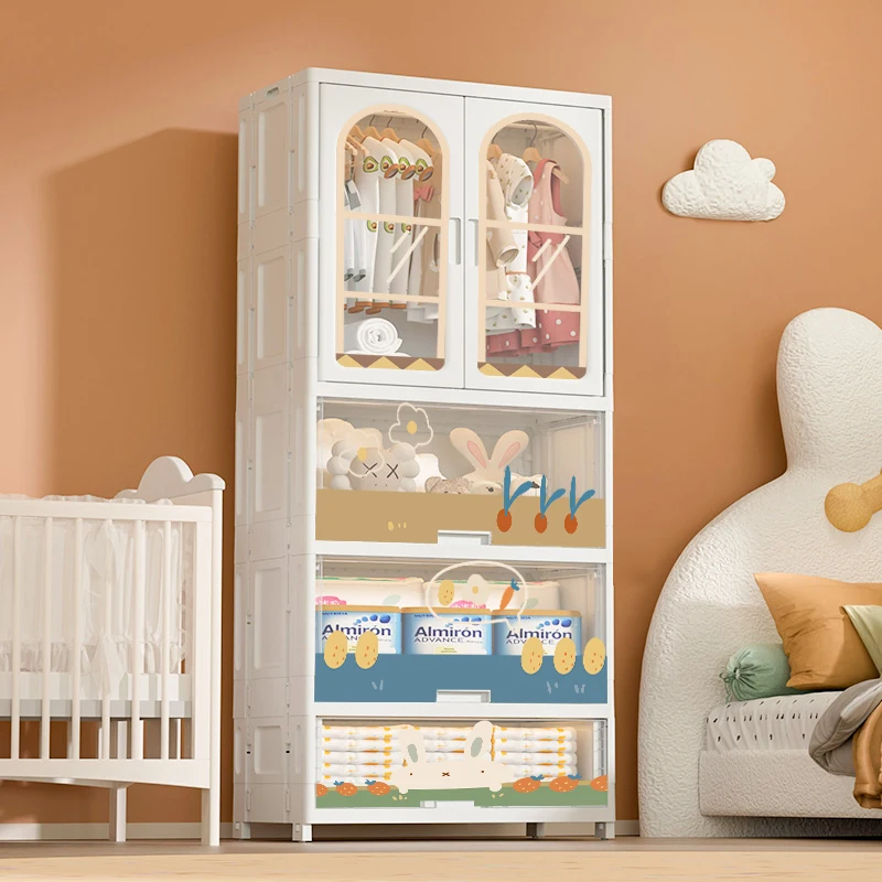 Modern minimalist style baby plastic drawer wardrobe plastic foldable environmentally friendly baby wardrobe