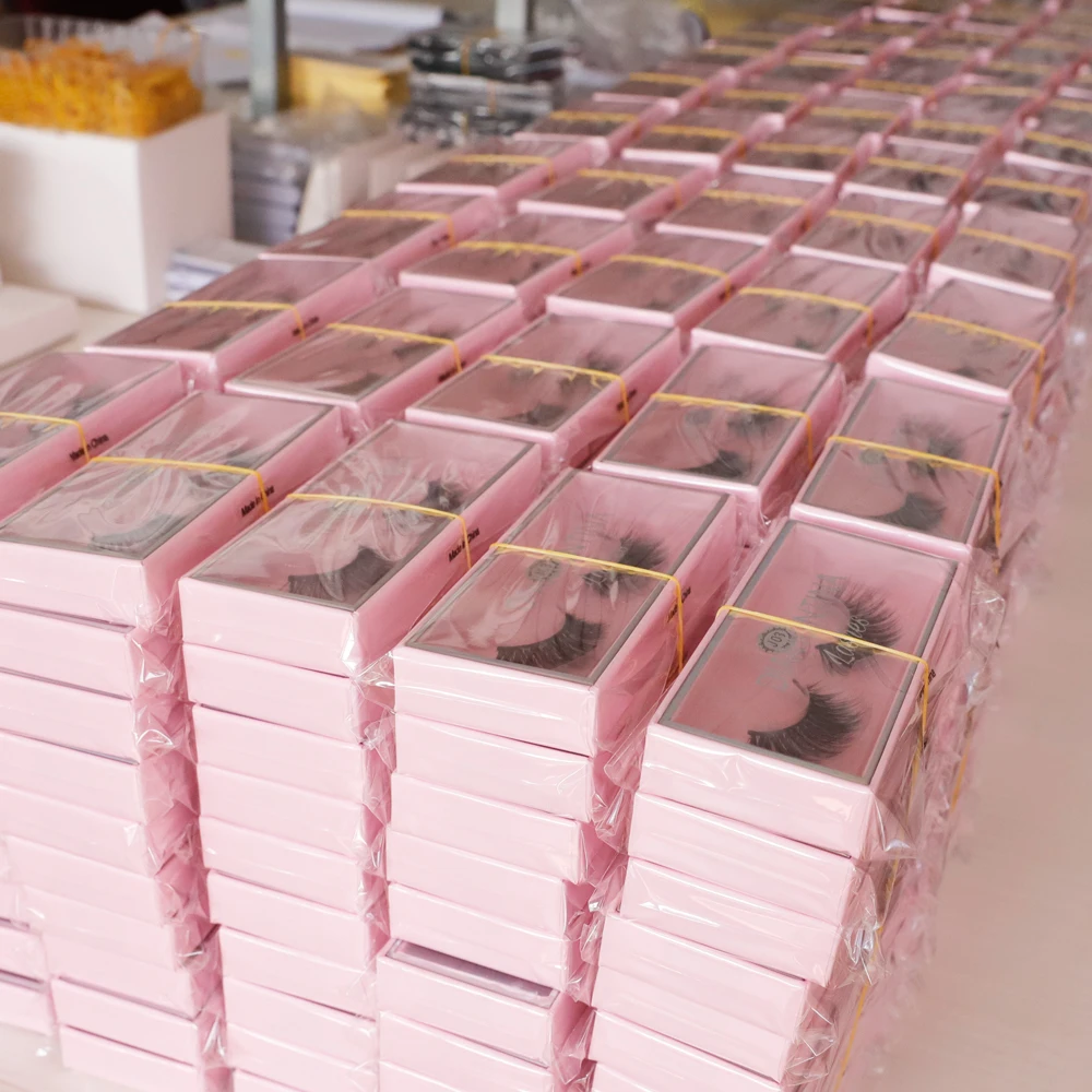 custom cheap private label card pink eyelash paper box