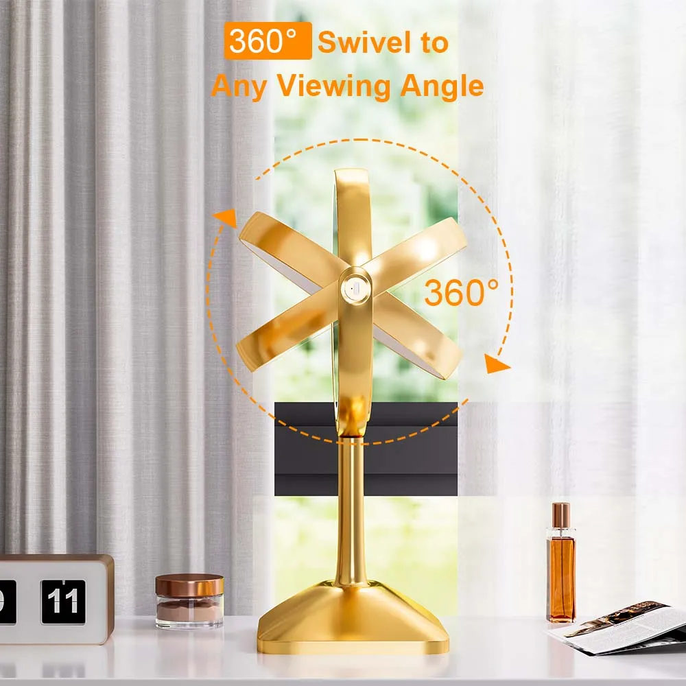 2024 New Design Custom Color Table Double Sided Round Vanity Mirror Desktop Lighted Magnifying Makeup Mirror Touch Screen