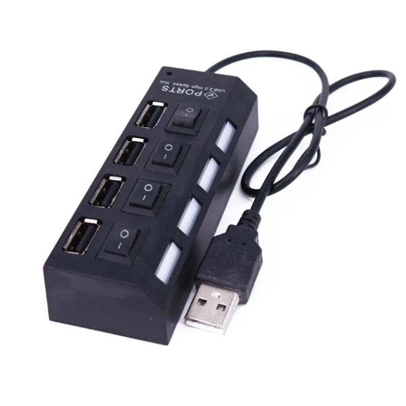Newest Multi Port USB Splitter, Wholesale 4 Ports LED Light Separate Switch USB2.0 Hub For Laptop