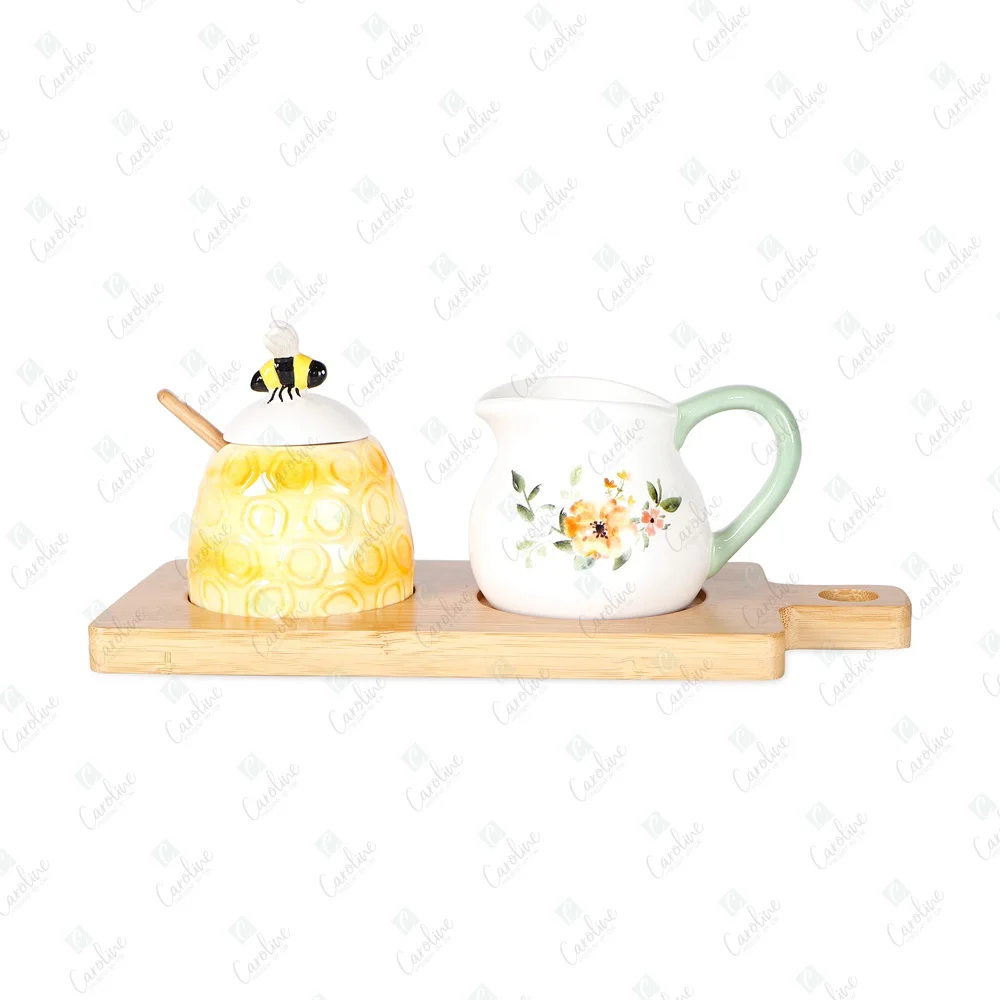 Spring Ceramic Coffee Sugar And Creamer Set