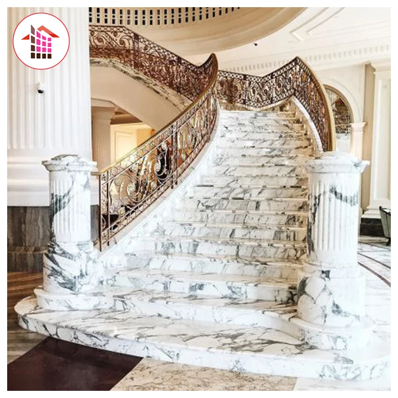 Premium Indoor Home Granite And Marble Stairs Step Design Tiles For Staircase