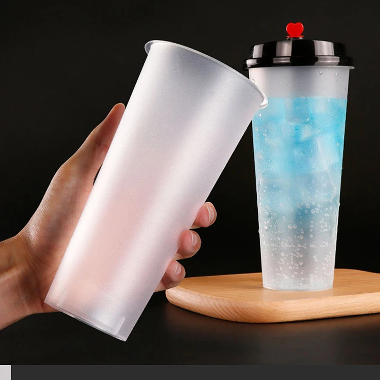 Milk and tea cup Transparent cupcustom printed logo cheapness 520ml 700ml