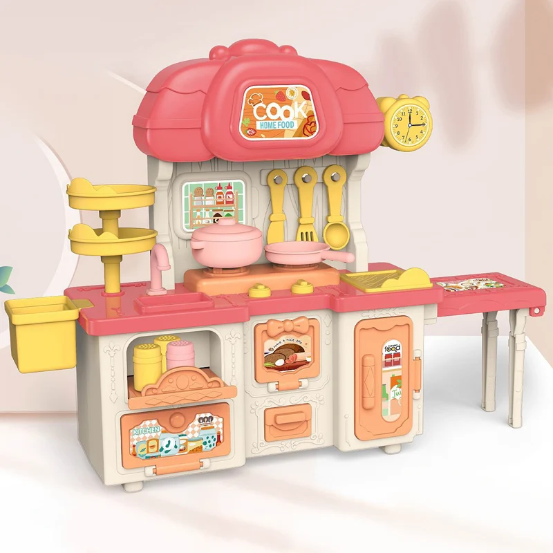 Wholesale Children Pretend Play Snack Shelf Toy Family Kids Miniature Kitchen Cabinet Sets Cooking Table Kitchen Toys