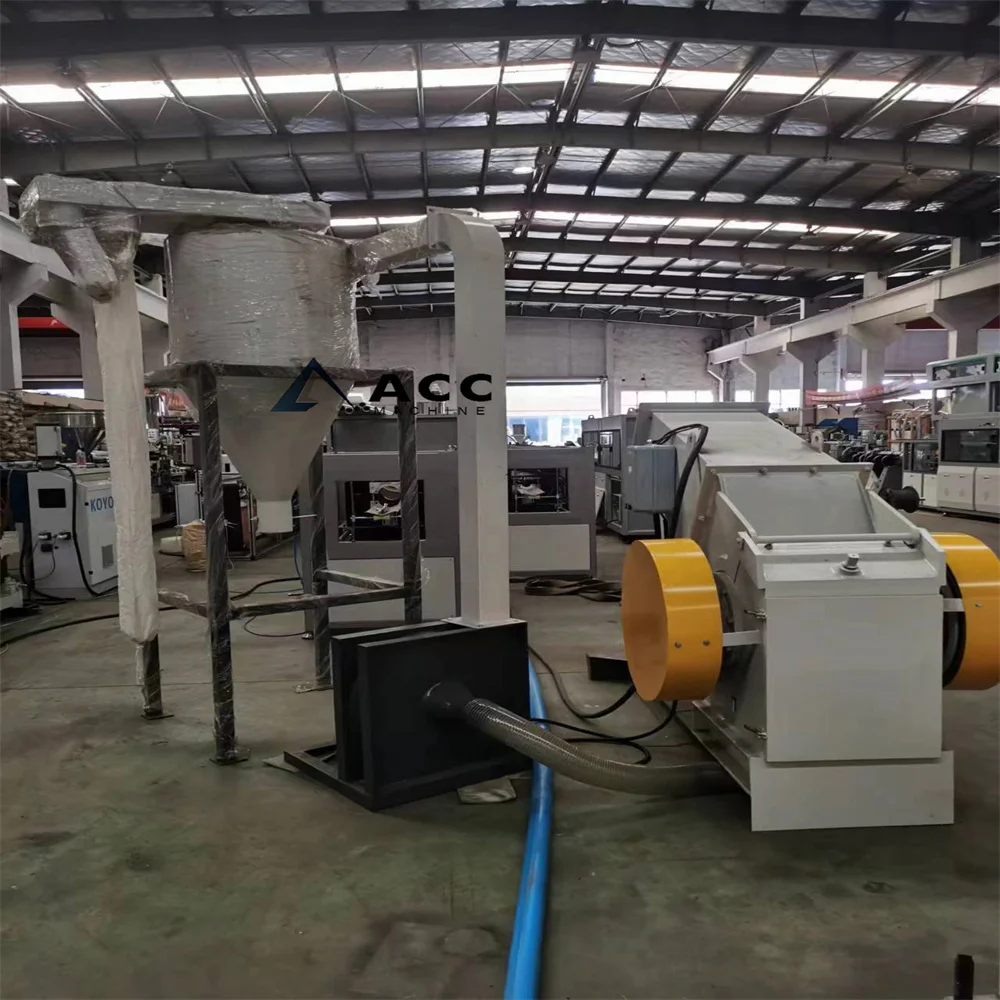 PVC UPVC WPC PE waste plastics crusher SWP600 recycled crushing machine with dust collector