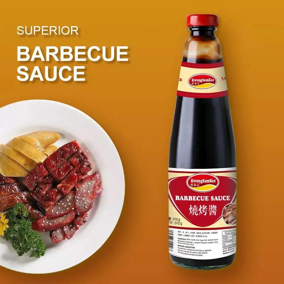 Chinese factory supply Top Quality Fresh Barbeque Sauce 510G Bottle Packaging Sauce Best for kitchen condiments