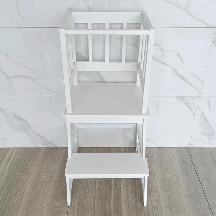 Factory Wholesale Custom Bamboo Folding Step Stool Ladder Chair Toddler Tower Durable Wood Learning Tower For Children