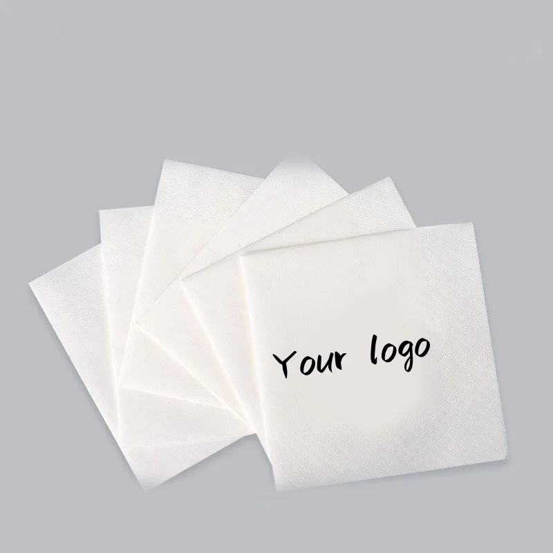 Manufacturers Custom 2/3ply Napkin Logo Dinner Hotel Wedding Party Beverage White Printed Serviette Tissue Paper Wedding Napkins