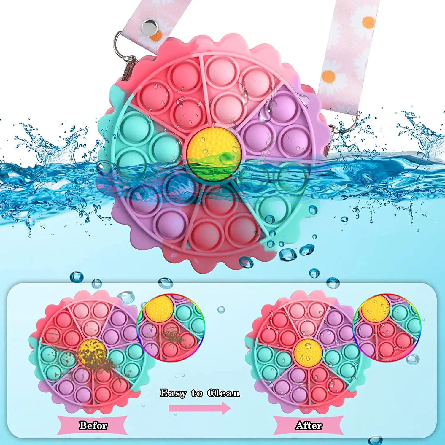 2021 Silicone Key Purse Bag Stress Relief Game Backpack for Girls Gifts Cute Pop Bag Fidget Girls Toys Push Bubbles Squeeze Toy