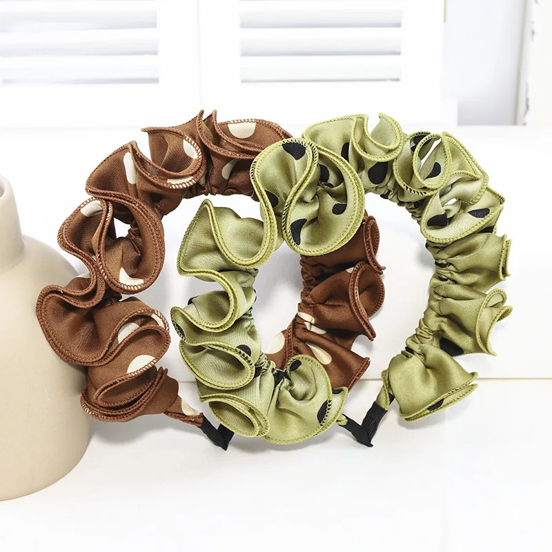 Fashion new headband wave point ruffled folds hair accessories fabric source factory wholesale headband