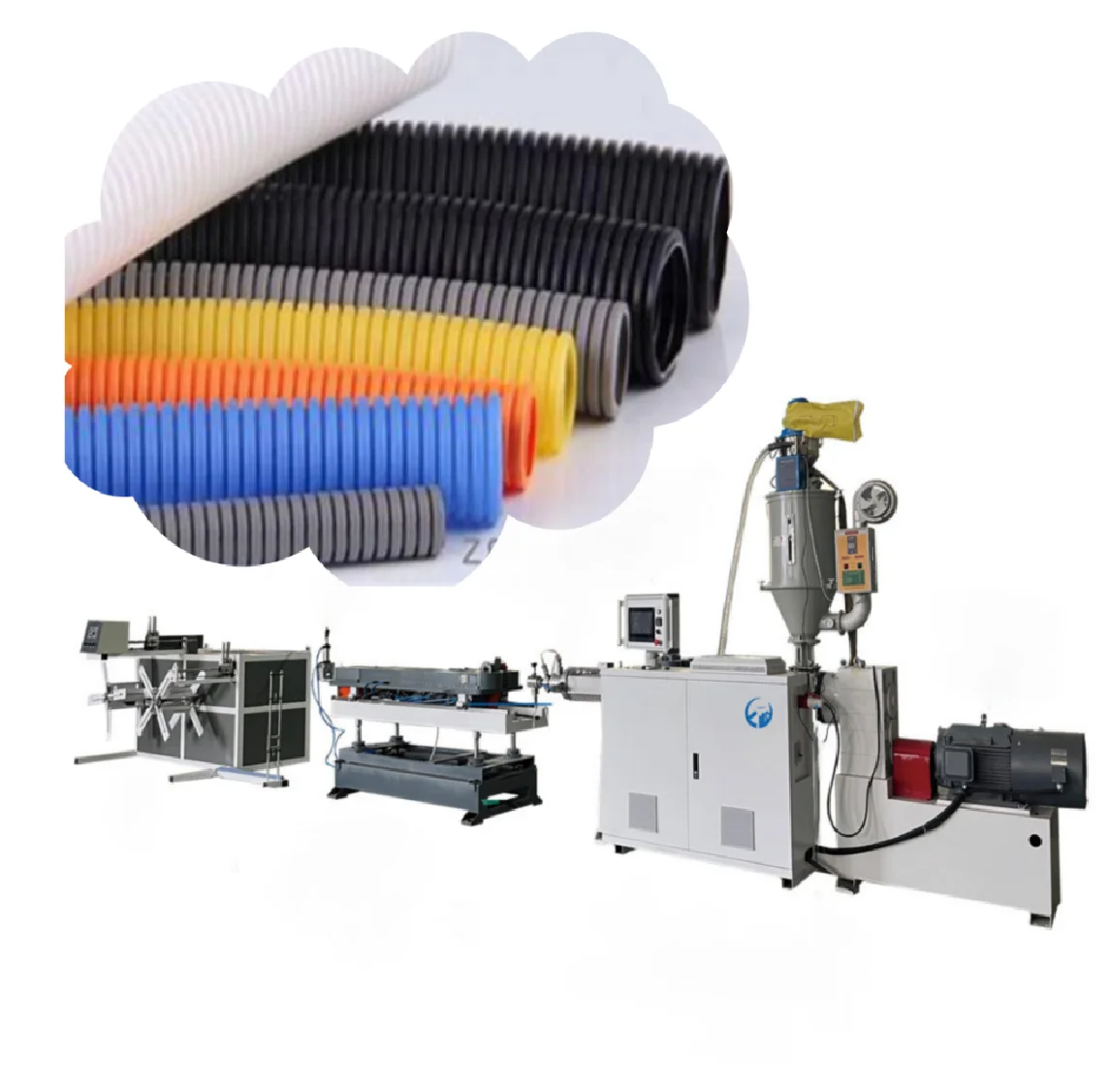 PP PE PVC single wall plastic flexible corrugated pipe production line machines manufacturing machine hoses electricity making