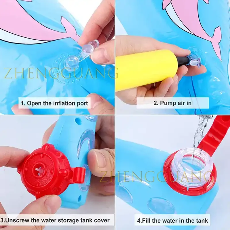 Zhengguang Toys Summer Outdoor Swimming Pool Game Balloon PVC Air Inflatable Inflating Dolphin Inflated Water Gun