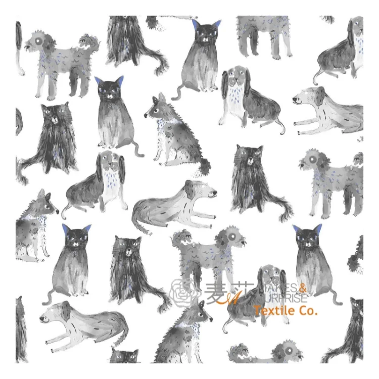 Home Textile Soft Fox Dog Animals And Nature Print Cotton Printing Fabric For Home Textile