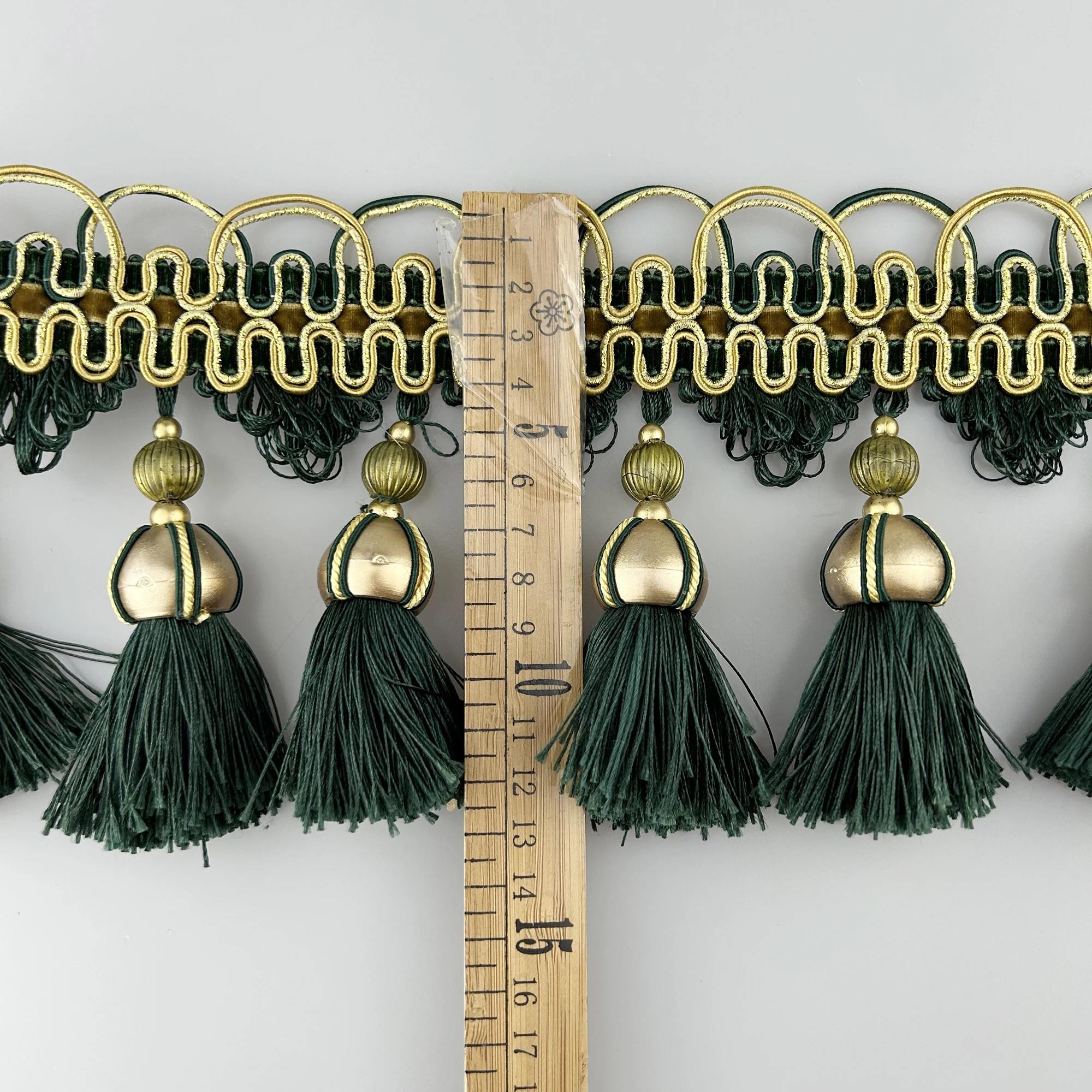 Furniture Twisted 12cm Tassels 100% Polyester Pendant With Beads and trim For Curtain Edge
