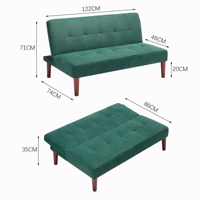 Nordic Small 2 Seater Suede Velvet Sofa Bed Couch Settee Recliner Sleeper Sofas