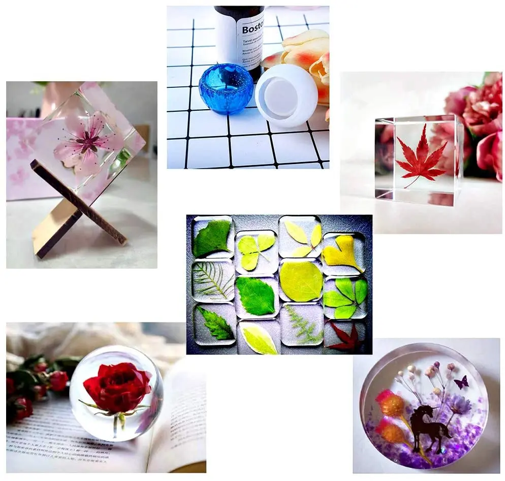 Resin Silicone Kit 20Pcs Epoxy Resin Molds Concrete Candle Jar DIY Round Square Cylinder Resin Mold Flower Pot Molds