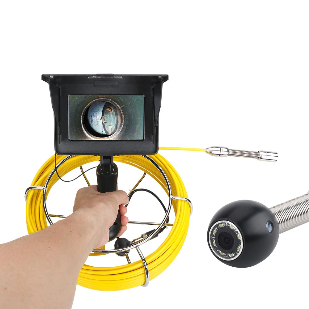 5 inch 17mm Handheld Industrial Pipe Sewer Inspection Video Camera IP68 Waterproof Drain Pipe Sewer Inspection Camera System 20M