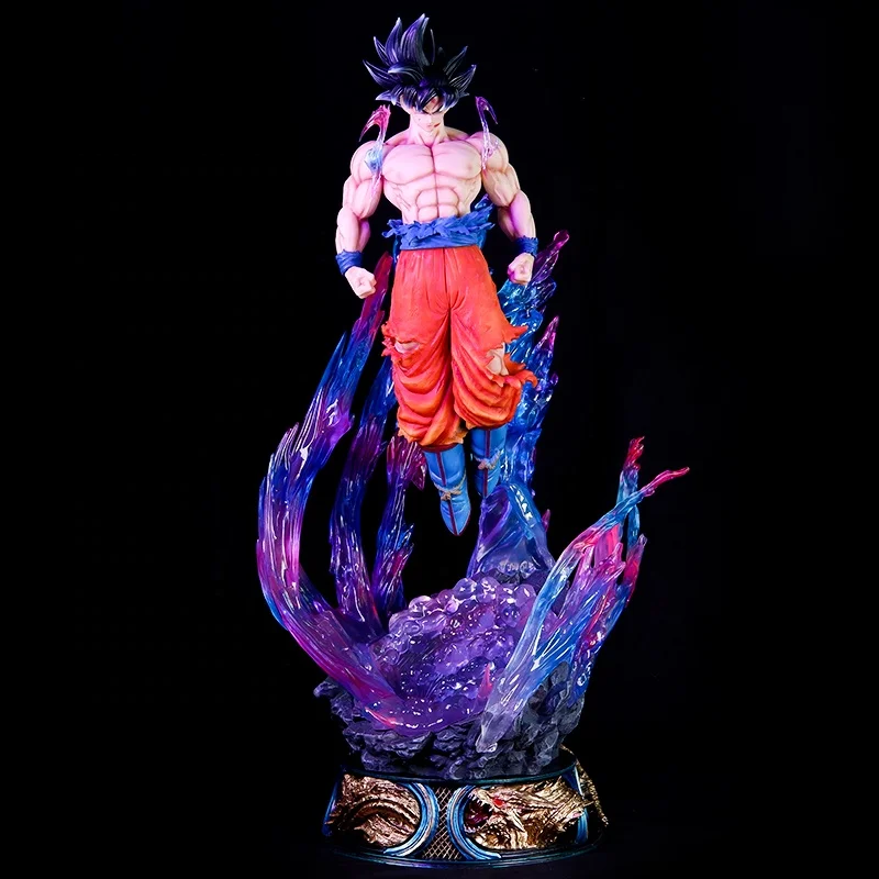 New 52cm Anime Gk Dbz Super Saiyan Ultra Instinct Key Of Egoism Goku Action Figure With Light Pvc Model Toy