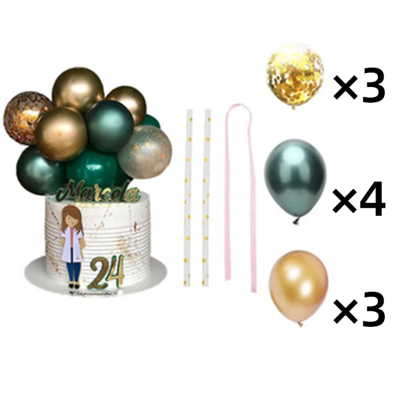Wholesale Cupcake Topper 5 inch Latex Confetti Balloons For Cake Happy Birthday Home Party Supplies Decoration