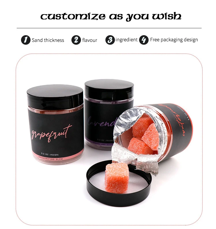 2022 OEM Custom Private Label Lavender Fruit Sugar Cubes Body Scrub Best Natural Organic Bath Exfoliant SPA Whitening Body Scrub