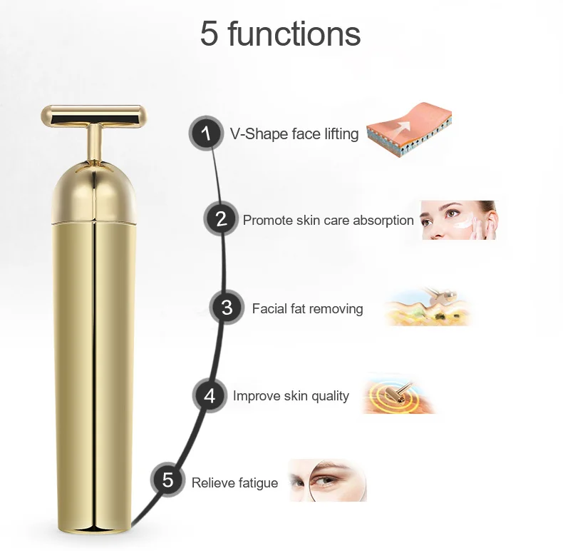 Manufacturer sells 7-in-1skincare tools face lifting face and neck massager home use waterproof T shape electric face massager