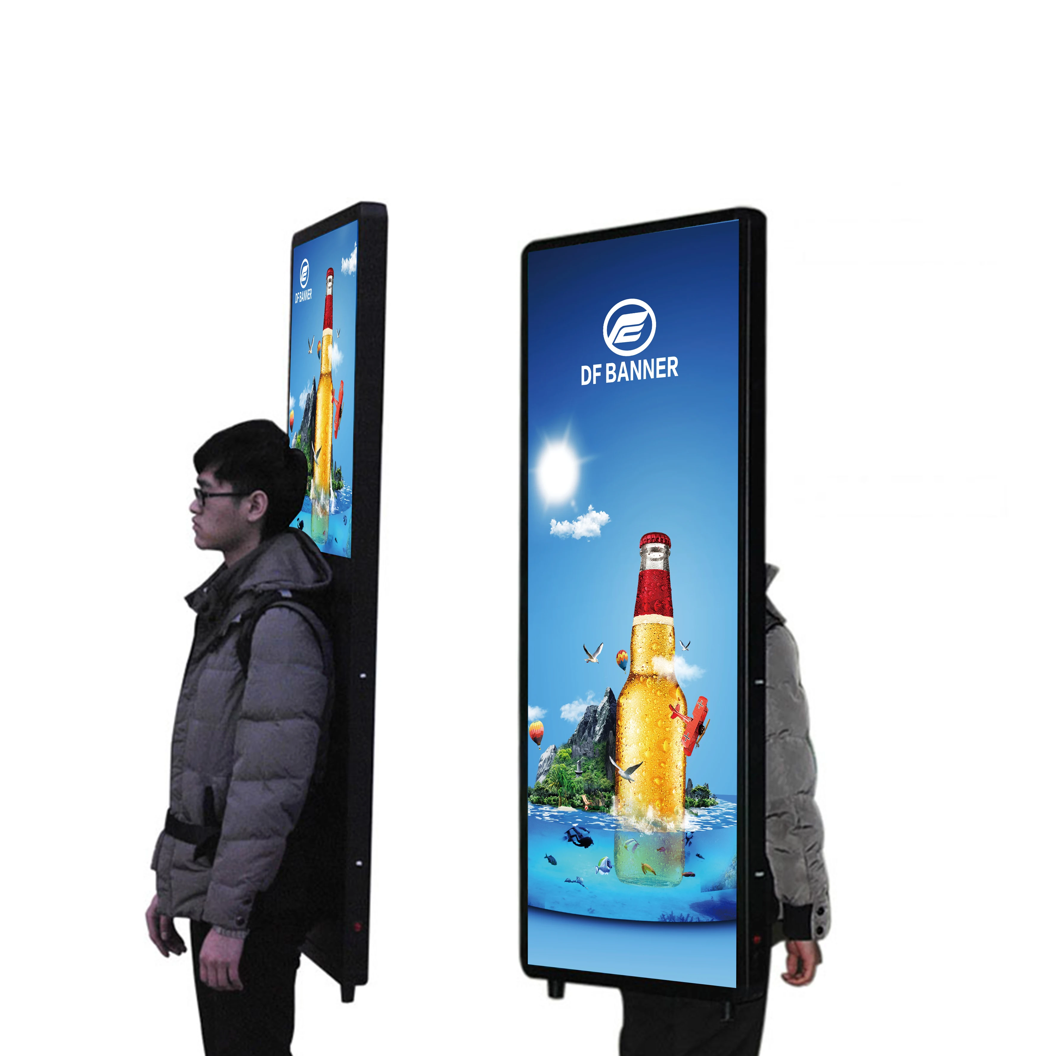 LED Display Light Box Rectangle Shape Scrolling Screen Walking Backpack Billboard Digital Signage for Trade Shows