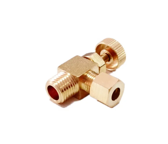 Lead Free Brass 1/4 NPT 90 Degree Angle Needle Valve With Brass Handwheel