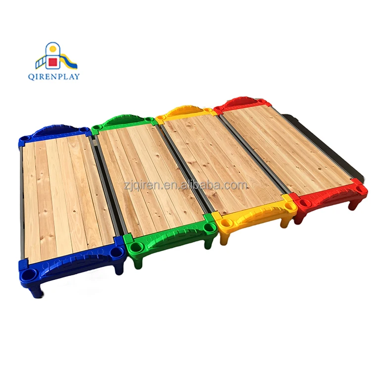 Daycare Stackable Cots For Sale Child Wooden bed board Cot Bed School Furniture For Kids