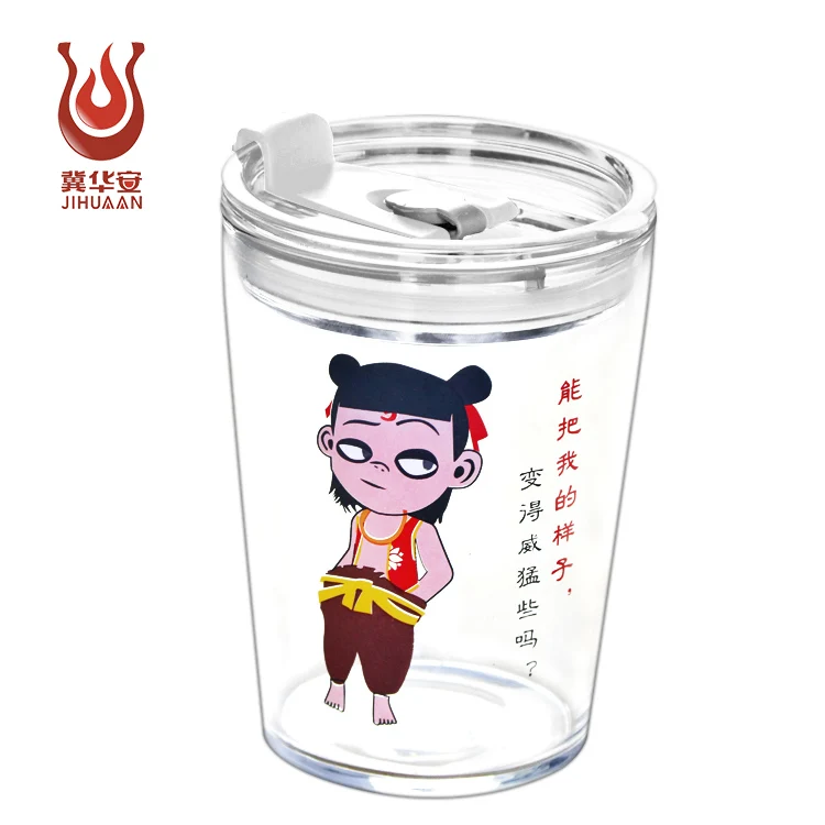 Wholesale high borosilicate glass water cup, used for domestic hot water or cold water, with cover and straw