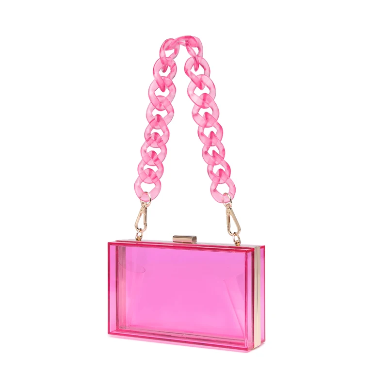 
2020 Wholesale trendy Multi colors two shoulder belt high quality clear acrylic ladies clutch evening bag 