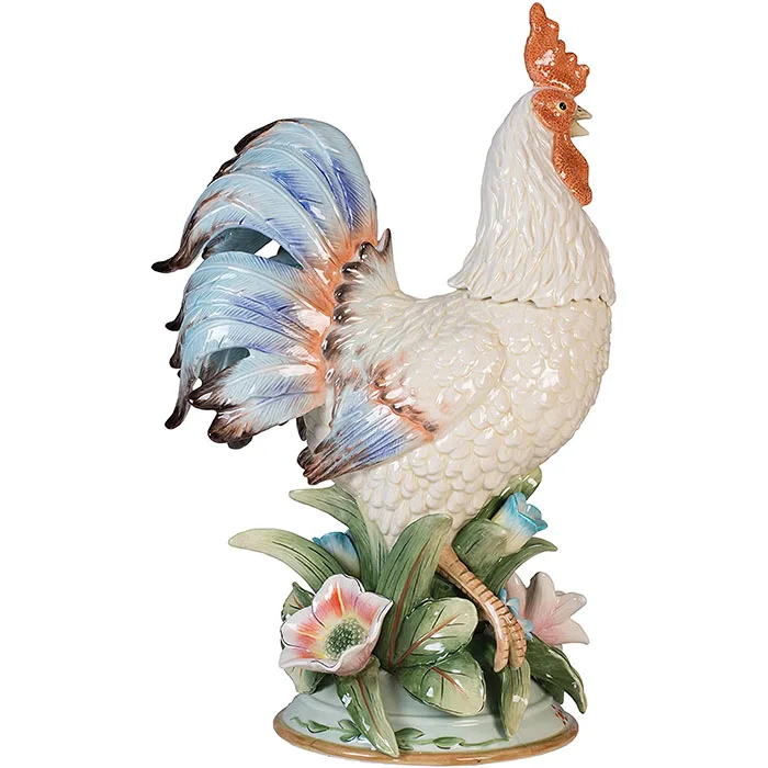 Ceramic Earthenware Toulouse Rooster Figurine, 19.5-Inch, Multiolor