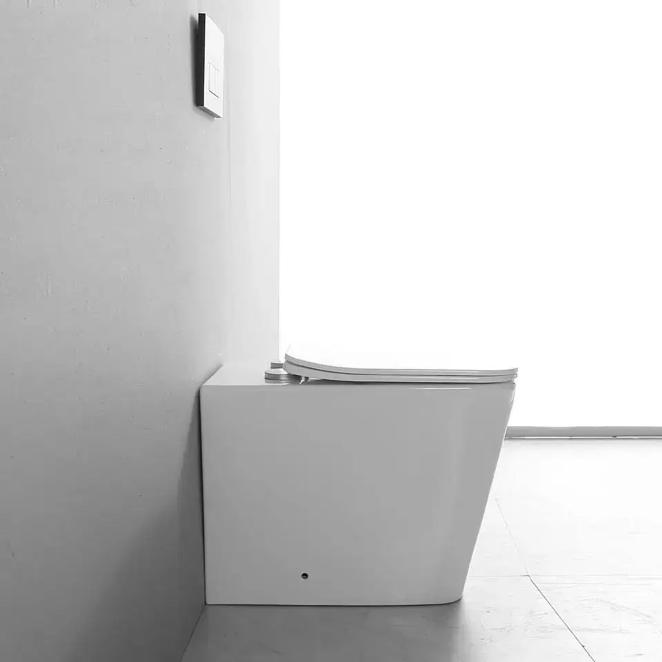 European style Ceramic toilette white color mounted toilet wall hung square Rimless sanitary ware wall hung toilet bathroom
