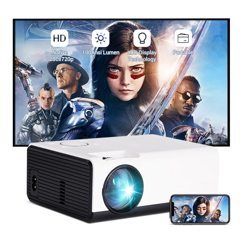 Hotack full hd standard projectors 10000 lumens multimedia portable home theater pico pocket 1080p 4k lcd hd led mini projector