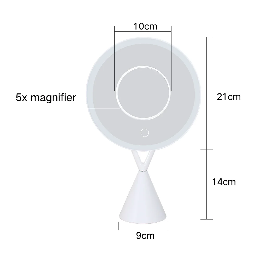 Desktop LED Vanity Mirror Touch Switch Makeup Mirror With 5X Magnifier