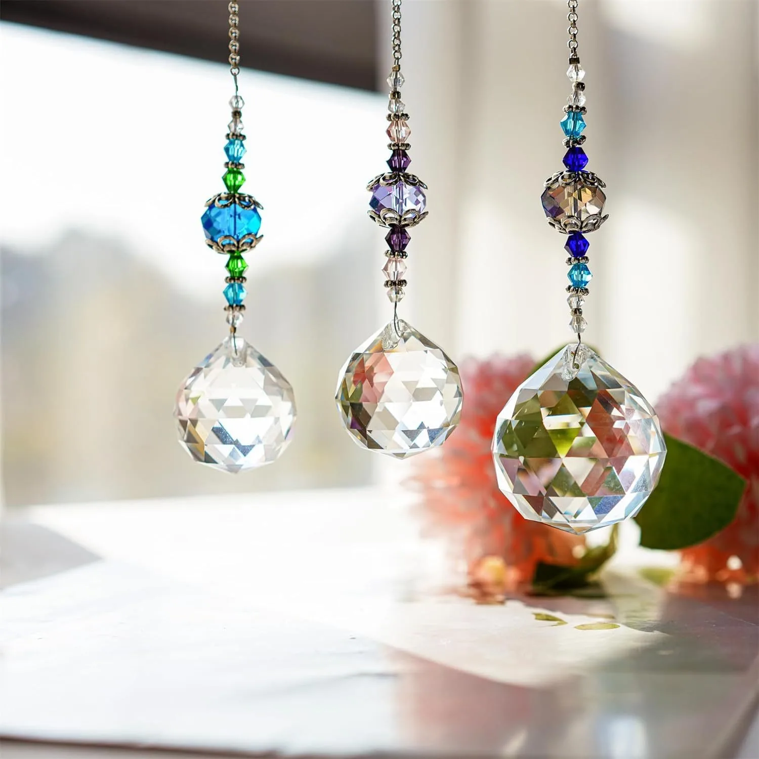 30mm 40mm Clear Crystal Prism Ball Rainbow Maker Window Prisms Suncatcher Set