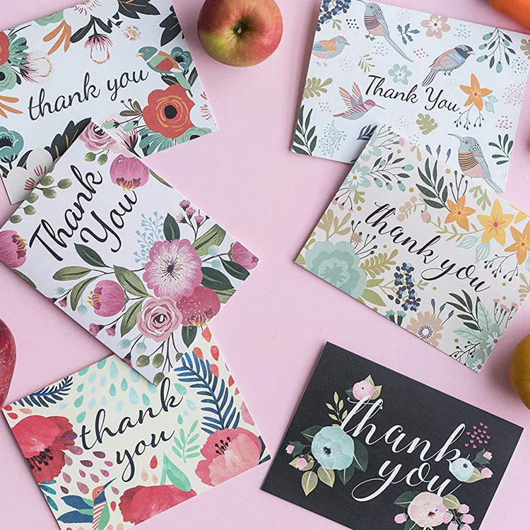 37 pack beautiful blank inside white envelopes included flat thank you cards for bridal, baby showers