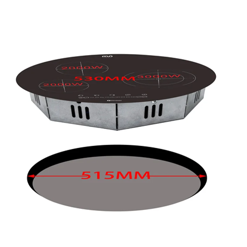 Hot Sale New Design Round Hotplate 3 Zone Induction Cooker Electric Touch Control Stove Hob Cooking